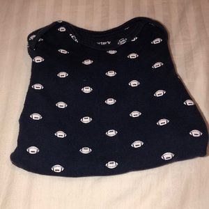 Football themed navy long sleeved onesies